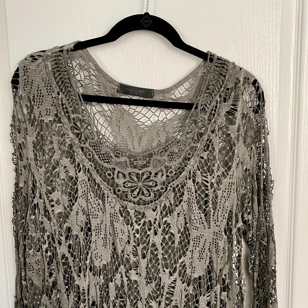 Chic & Mit Lace Tunic with Camisole Mocha Taupe Colour